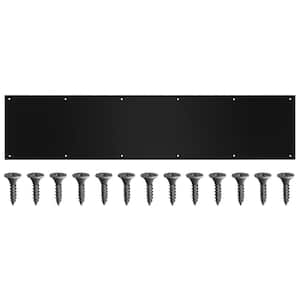 1-Pack 34 x 8 in. Satin Aluminum Door Kick Plate with Black Screws for Door Protection