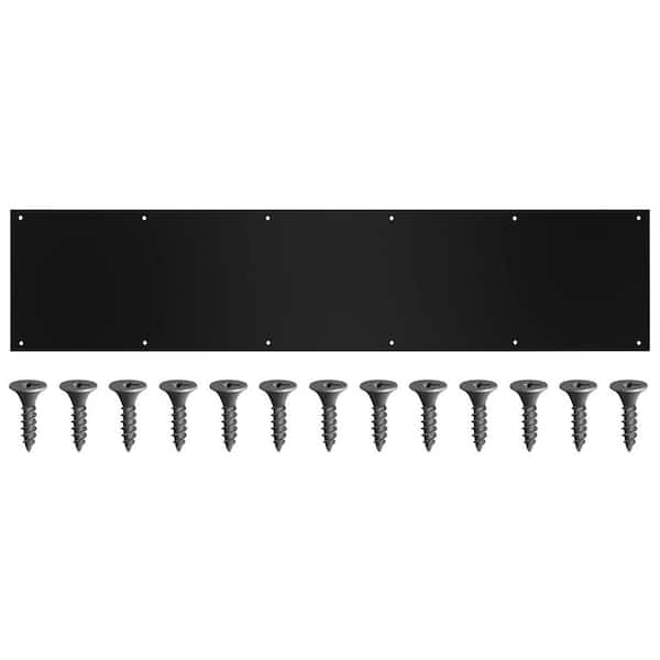 1-Pack 34 x 8 in. Satin Aluminum Door Kick Plate with Black Screws for Door Protection