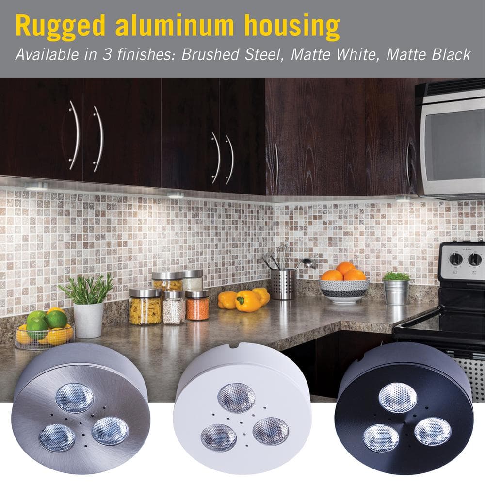 Matte White 4000K LED Puck Light for Cabinets