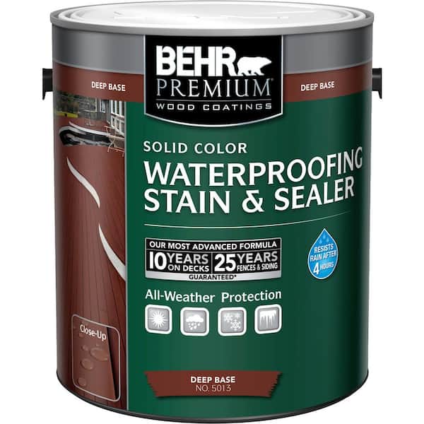 BEHR PREMIUM 1 gal. Deep Base Solid Color Waterproofing Exterior Wood Stain and Sealer