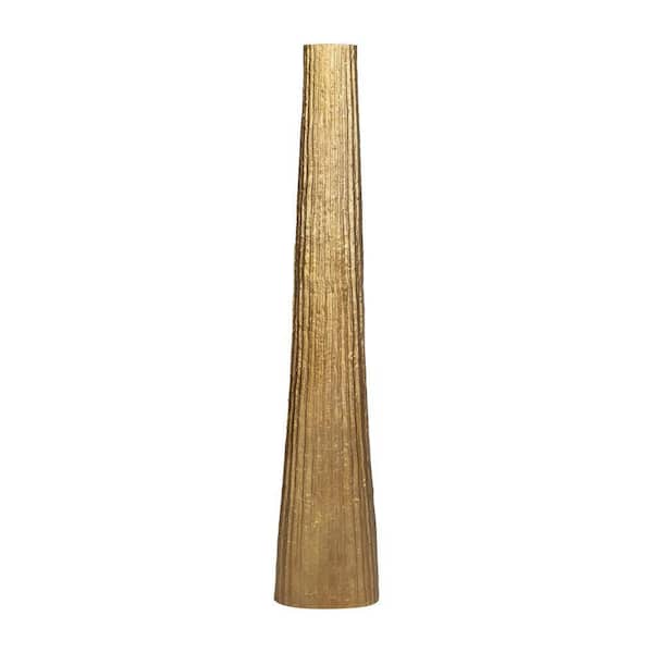 58 in. Gold Metal Ribbed Textured Finish Decorative Vase