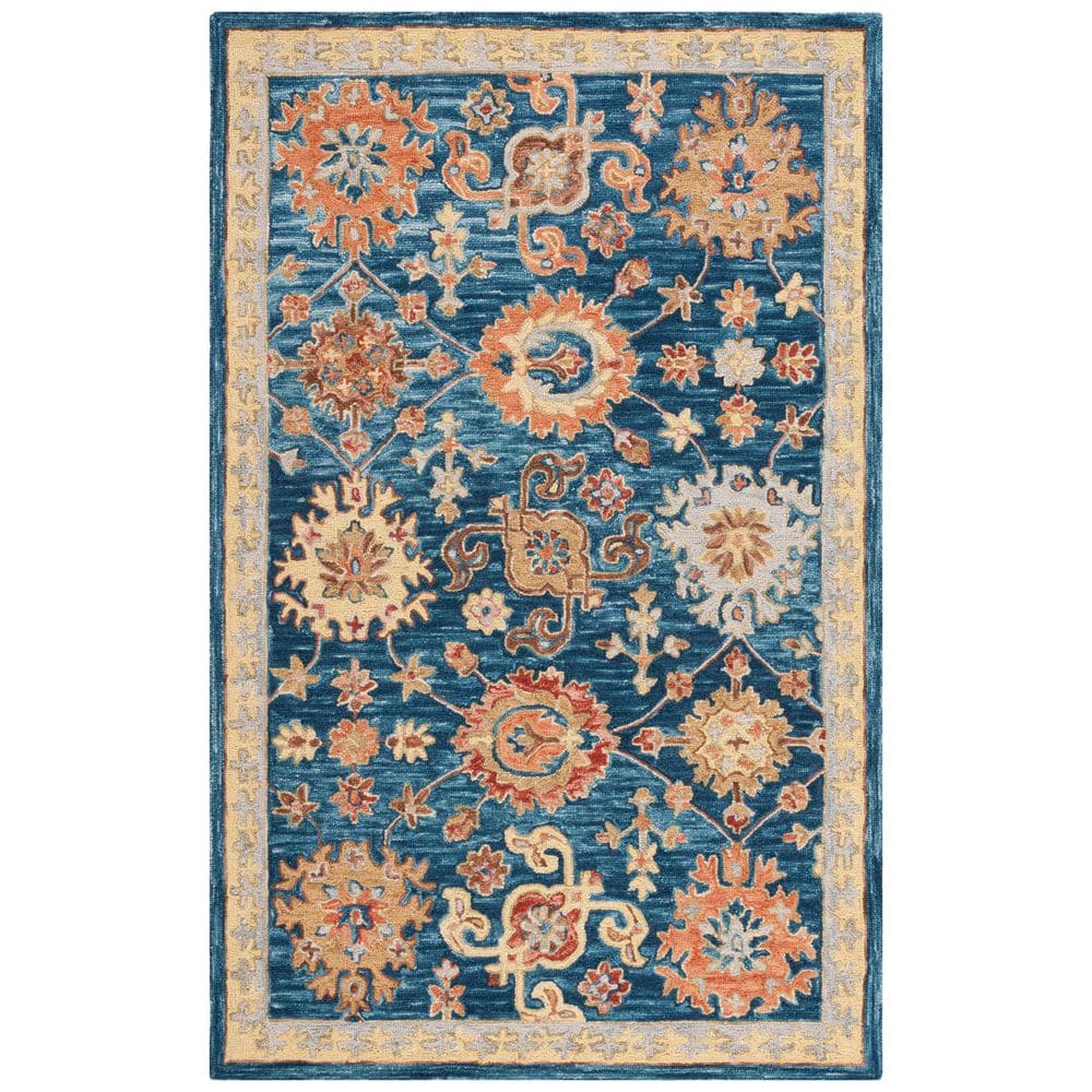 Blossom 5 ft. x 8 ft. Navy/Brown Border Floral Area Rug price history on PriceWatchPro
