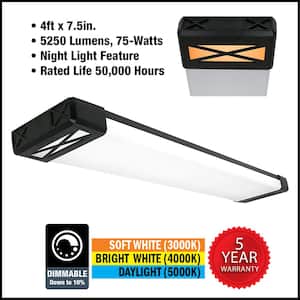4 ft. Matte Black Big X End Caps 5250 Lumens Integrated LED Wraparound Light Adjustable CCT Night Light Feature