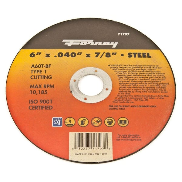 Forney 6 in. x 0.040 in. x 7/8 in. Metal Type 1 Cut-Off Wheel