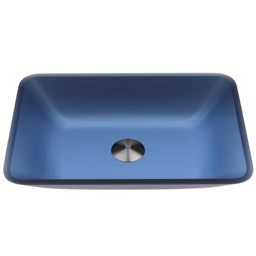 Royal Blue Rectangular Glass Vessel Bathroom Sink