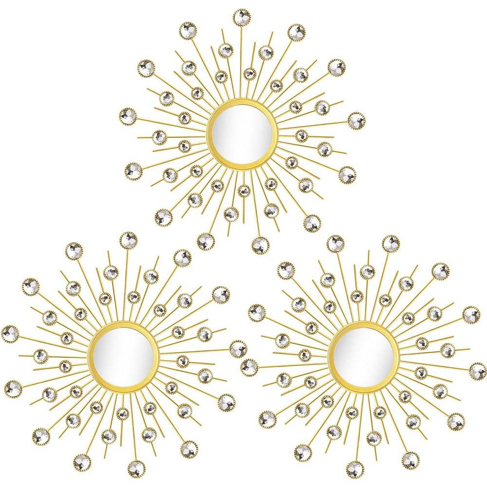 13.5 in. W x 13.5 in. H Rhinestone Wall Mirror Metal Starburst Mirrors Blin