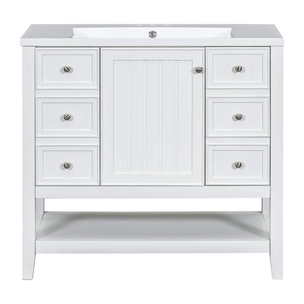 36 in. Single Sink Freestanding White Bath Vanity with White Ceramic Top Unassembled price history on PriceWatchPro