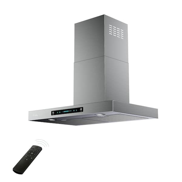 HisoHu 36 in. 763 CFM Ducted Wall Mount with Light Range Hood in Stainless Steel