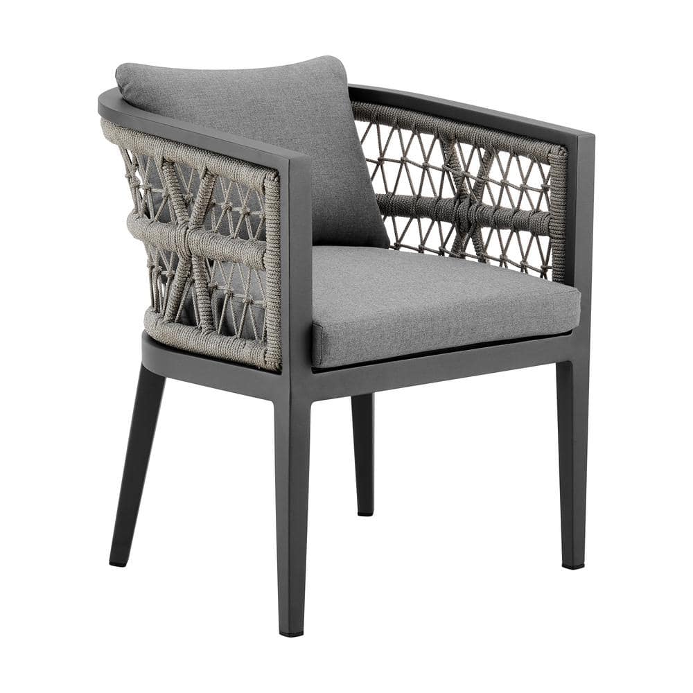 Zella Gray Aluminum Outdoor Dining Arm Chair with Cushions