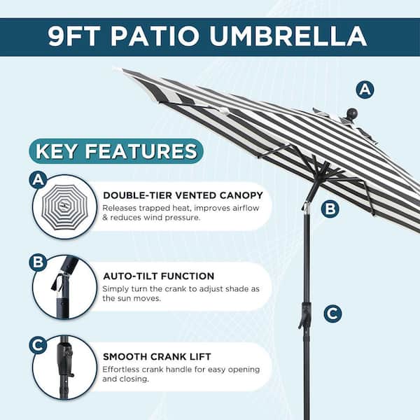 are tier patio umbrellas wind resistant AE Outdoor 10 ft. Offset Patio Umbrella, Manual Tilt, 360° Crank, Vented, Wind-Resistant for Market(Bkawcs)