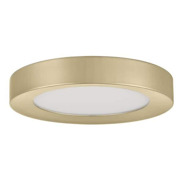Home Decorators Collection Calloway 11 in. Brushed Brass Integrated LED 5CCT Flush Mount