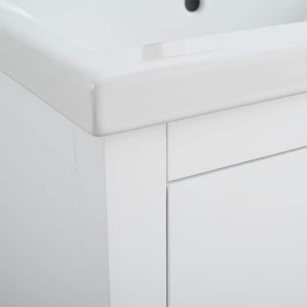 Vanity Art 20 in. W x 15.8 in D x 34 in. H Single Sink Bathroom Vanity Cabinet in White with Ceramic Top
