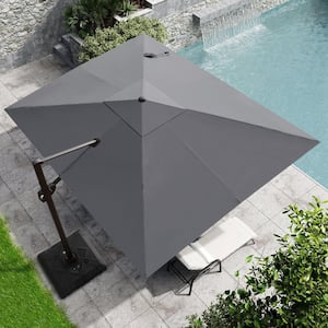 9 ft. x 11 ft. Heavy-Duty Frame Cantilever Patio Single Rectangle Umbrella in Dark Gray