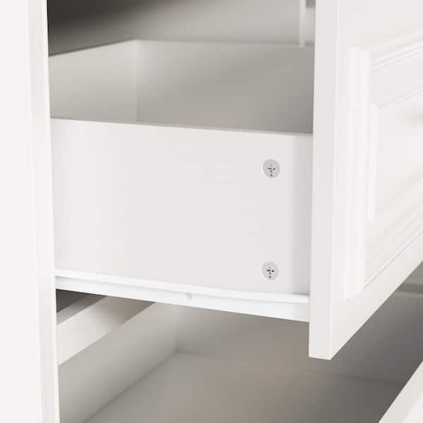 Homsee White 6-Drawer 55.1 in. Wide Chest of Drawers with Metal