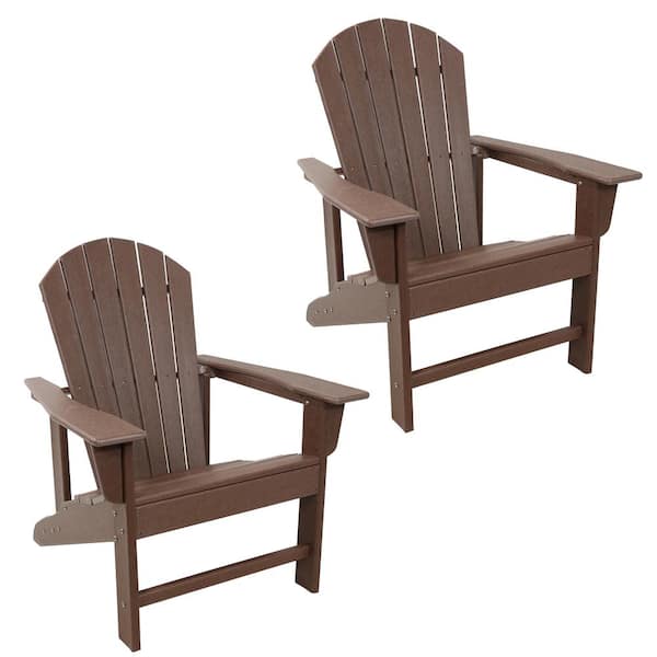 Sunnydaze Raised Adirondack Chair - Set of 2 - Brown