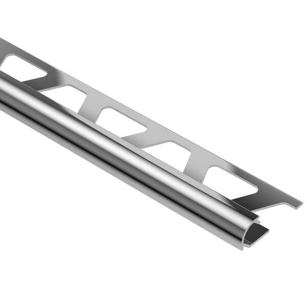 Schluter Systems Rondec Polished Chrome Anodized Aluminum 3/8 in. x 8 ft. 2-1/2 in. Metal Bullnose Tile Edging Trim