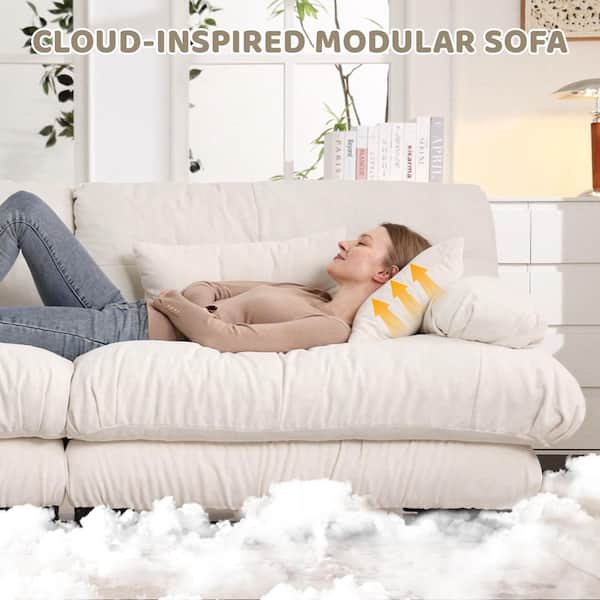 Homy Casa MINH 133.8 in. Pillow Arm 5-Piece Chenille Sectional