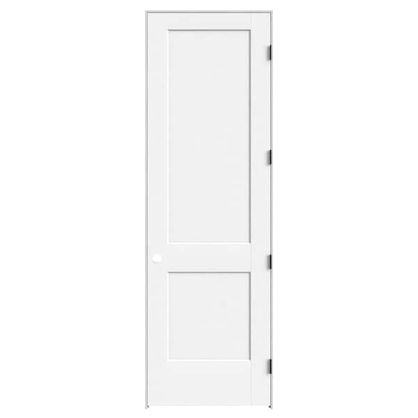 30 in. x 96 in. 2-Panel Logan Left-Hand Hollow Core Primed Composite Single Prehung Interior Door with Black Hinges