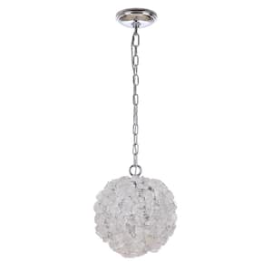 Roxx 100-Watt 1-Light Chrome Finish Dining/Kitchen Island Pendant w/ Quartz Crystal Shade, No Bulbs Included