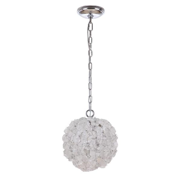 CRAFTMADE Roxx 100-Watt 1-Light Chrome Finish Dining/Kitchen Island Pendant w/ Quartz Crystal Shade, No Bulbs Included