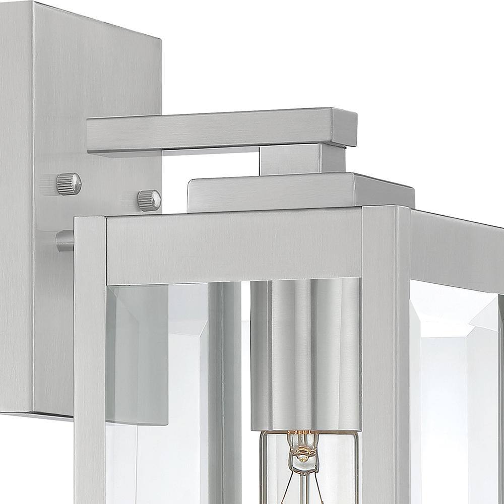 Westover 14.25" Stainless Steel Outdoor Wall Lantern with Clear Glass