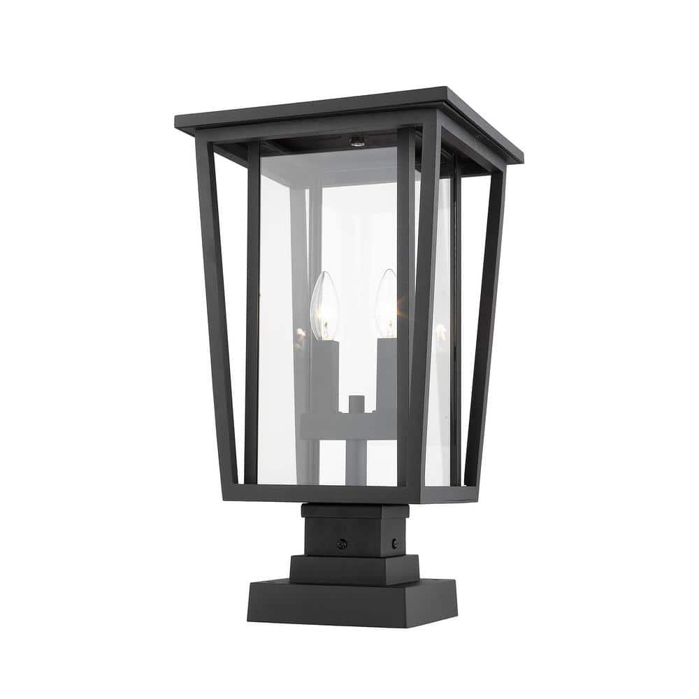 Seoul 20.75 in. 2-Light Black Aluminium Hardwired Outdoor Weather Resistant