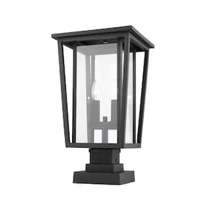 Seoul 20.75 in. 2-Light Black Aluminium Hardwired Outdoor Weather Resistant Pier Mount Light With No Bulb Included