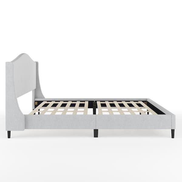 Amelia Gray Wood Frame King Platform Bed with Upholstered Solid Wood