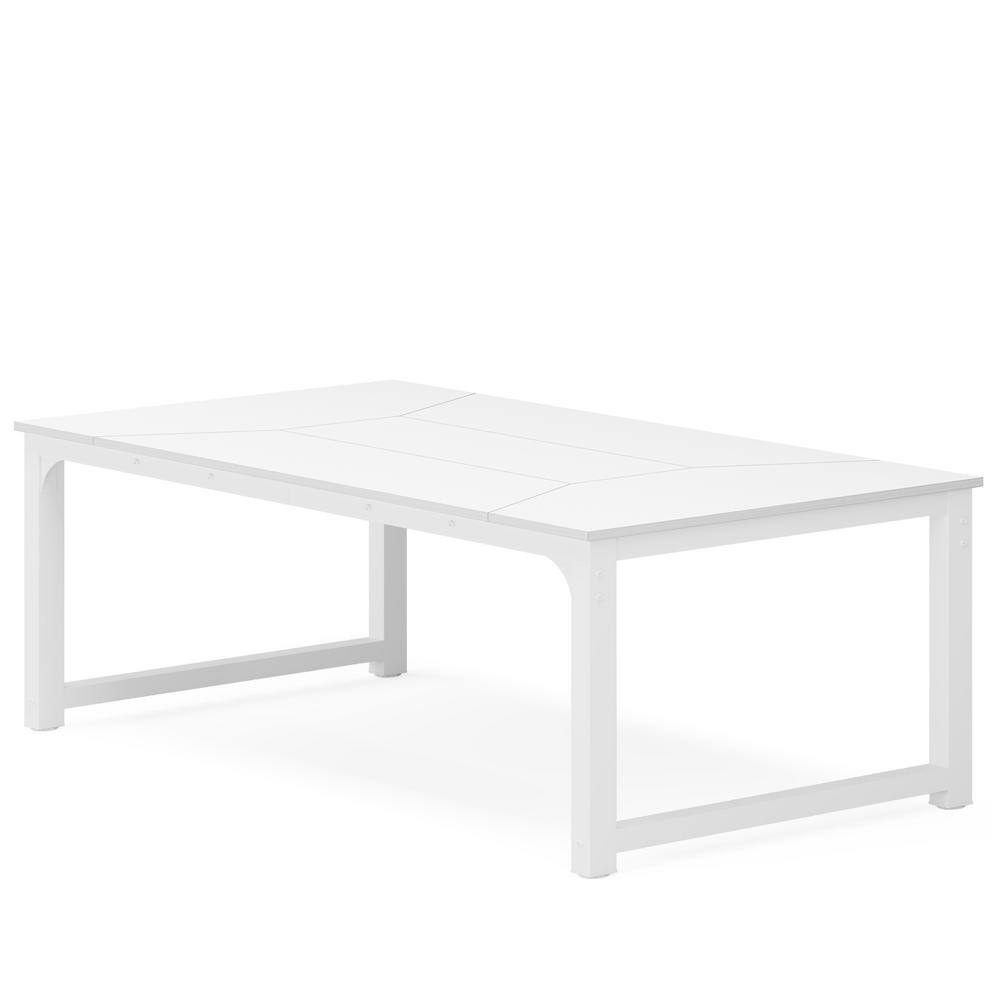 BYBLIGHT Roesler 79 in. White Rectangular Engineered Wood Metal 4 Legs ...