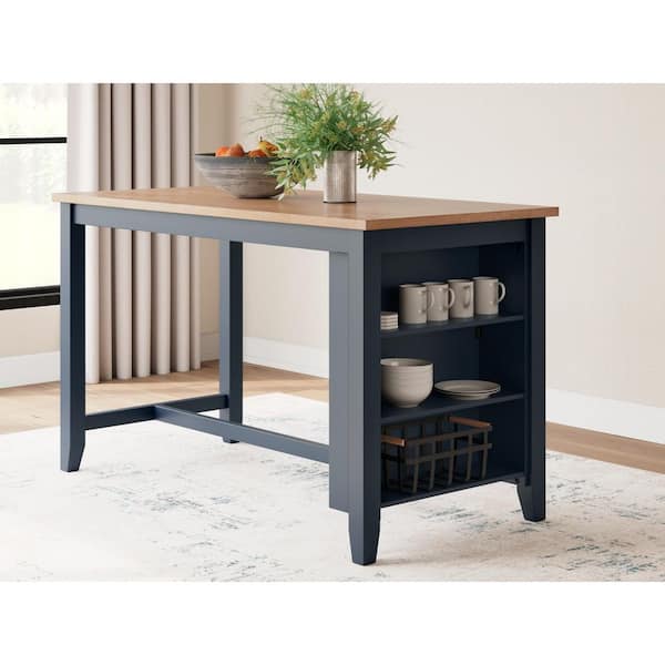 Gesthaven Casual Natural/Blue Wood 30 in 4 Legs Dining Table Seats 4