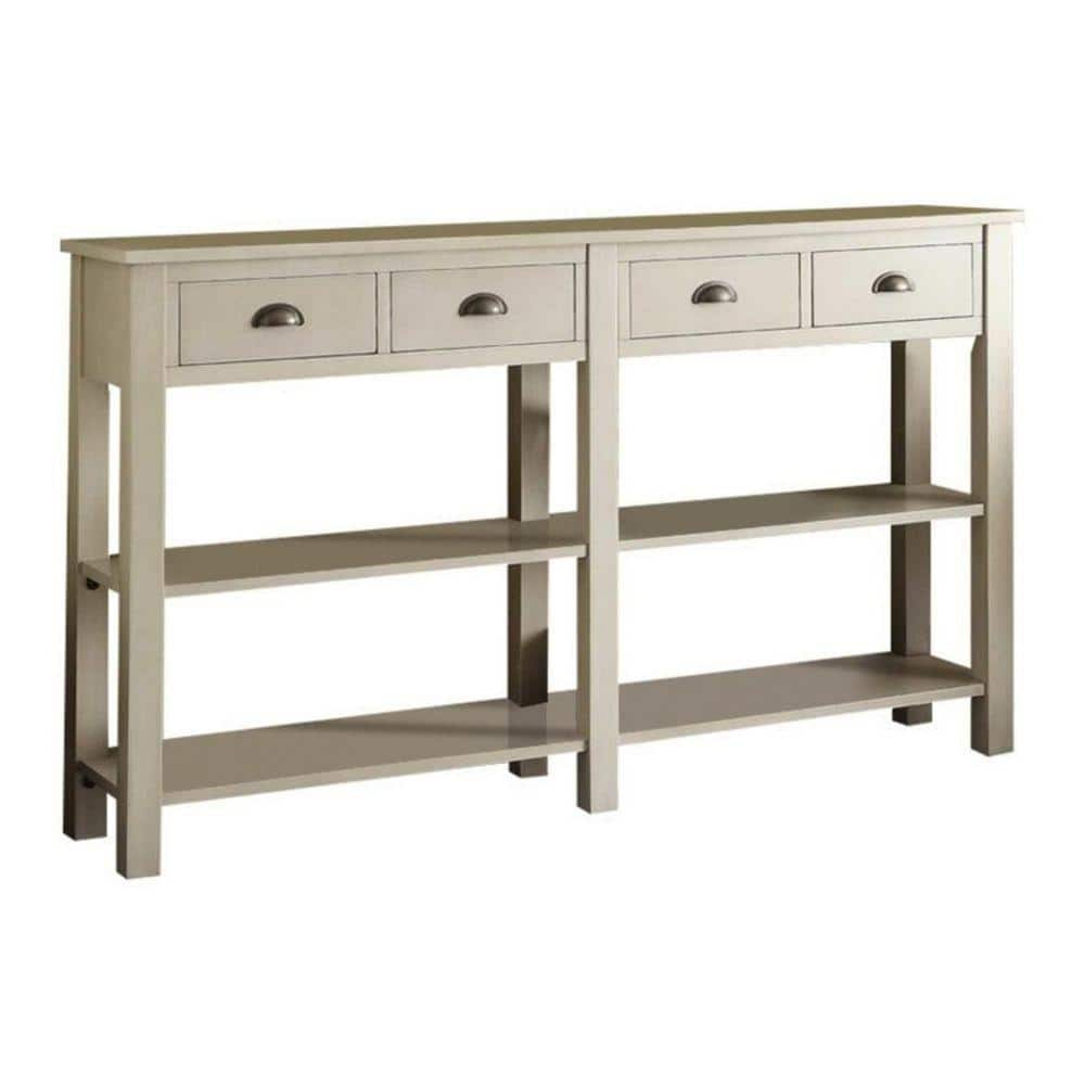 Benjara 72 In. Cream Standard Rectangle Wood Console Table With 4 ...