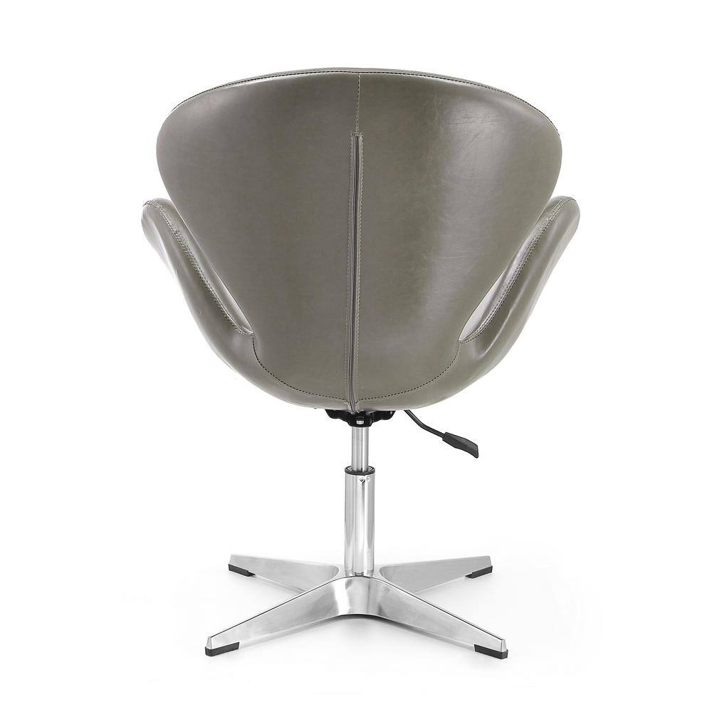 Pebble Faux Leather Swivel Accent Chair in Polished Chrome