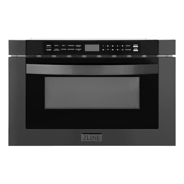 ZLINE Kitchen and Bath 24 in. 1.2 cu. ft. 1000 Watts Built-in Microwave Drawer in Black Stainless Steel