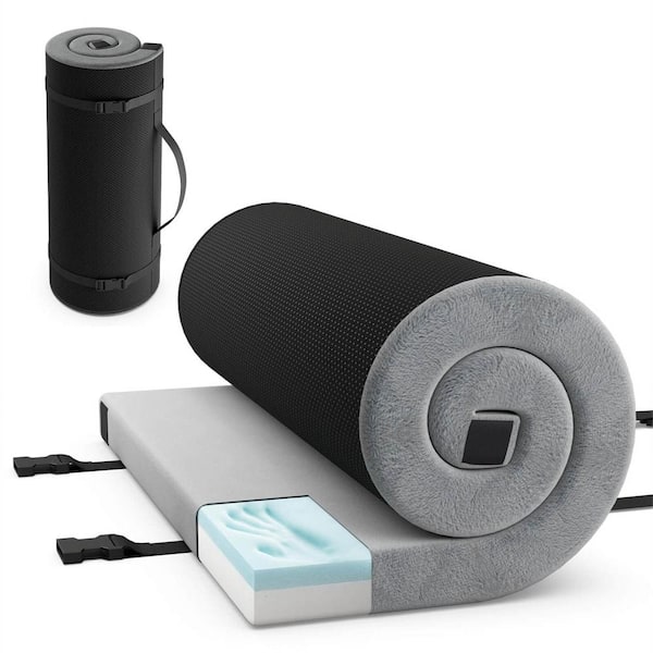 Gray Twin Memory Foam Camping Mattress with Anti-Slip Bottom Travel Bag for Outdoor Sleeping Gray
