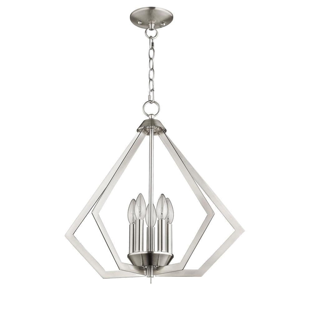 Brushed Nickel 20" Geometric 5-Light Chandelier