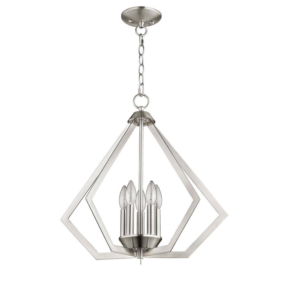 Brushed Nickel 20" Geometric 5-Light Chandelier