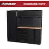 Husky 80.2 in. W x 75 in. H x 19.2 in. D Steel 8-Piece Garage Storage System in Matte Black with Solid Wood Worktop HGRGSUITEBLK