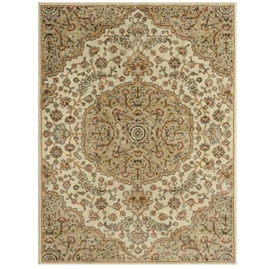 Royalty Medallion Beige/Ivory 8 ft. x 10 ft. Geometric Area Rug