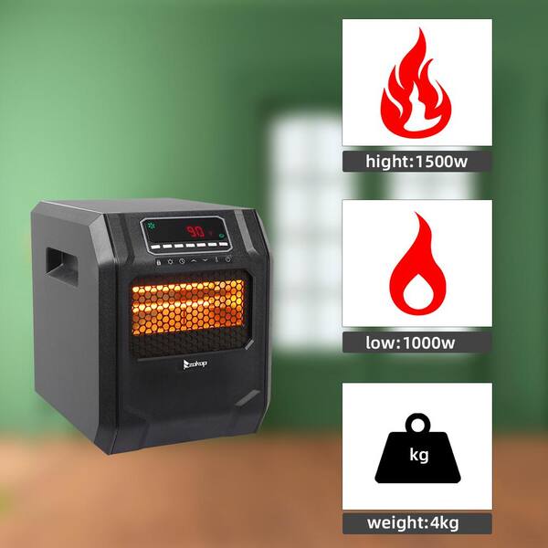 Winado 1500-Watt Black Electric Compact Quartz Infrared Space Heater with  Remote Control 395196320088 - The Home Depot