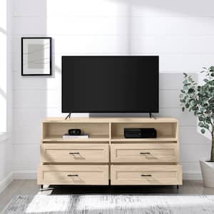 56 in. Birch Wood Modern TV Stand with 4 Drawers with Cable Management (Max tv size 60 in.)