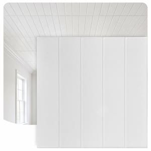 Bead Board Plain White 1.6 ft. x 1.6 ft. Glue Up Foam Ceiling Tile (384 sq. ft. / Case)