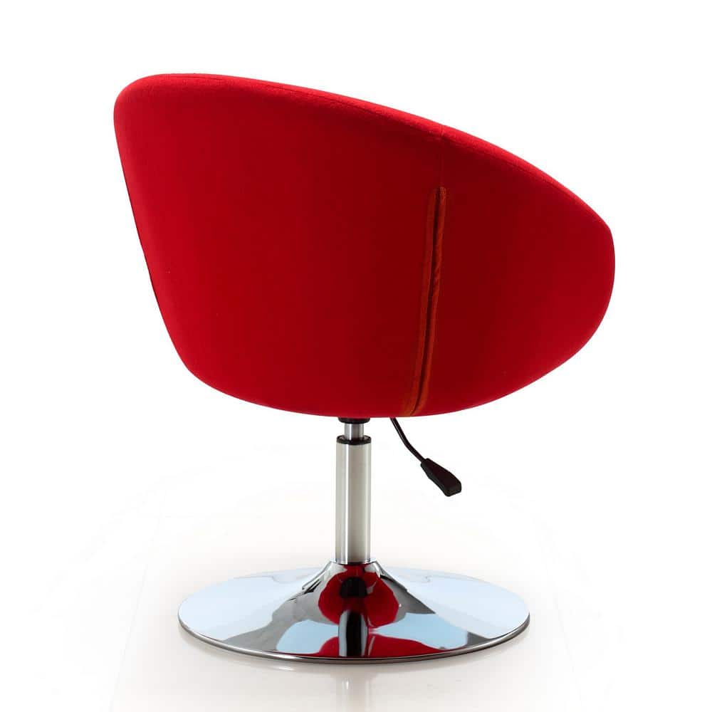 Red and Chrome Adjustable Swivel Metal Accent Chair