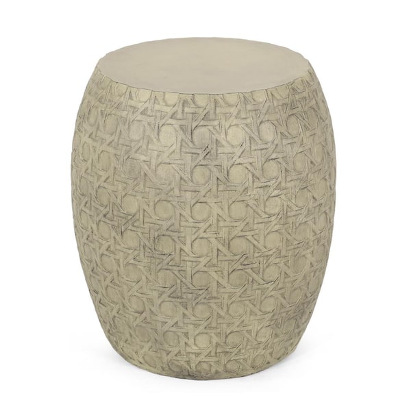 Noble House Tim Antique Yellow Stone Outdoor Patio Side Table