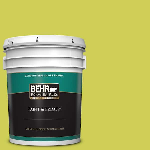 BEHR PREMIUM PLUS 5 gal. #400B-5 Grape Green Semi-Gloss Enamel Exterior Paint & Primer