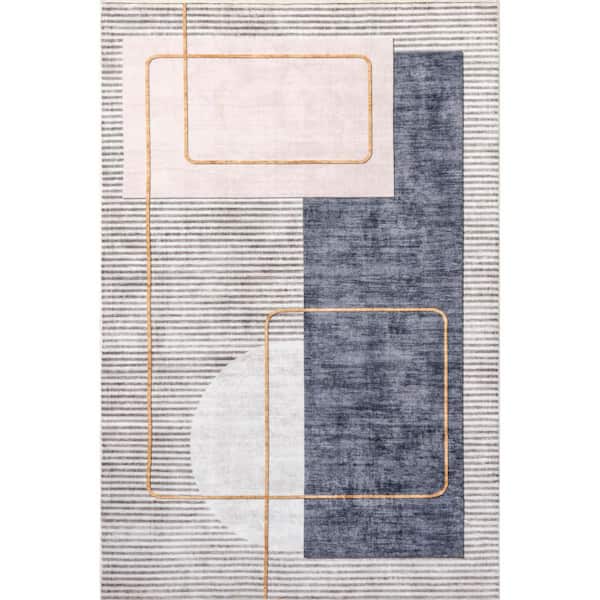 Maja Modern Abstract Machine Washable Multicolor 8 ft. x 10 ft. Area Rug