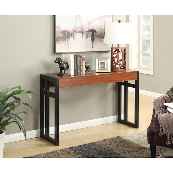 Convenience Concepts Monterey 50 in. Black/Cherry Standard Rectangle Particle Board Entryway Hall Console Table/Desk