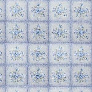 Flowers in Tiles Cerulean Blue, Mauve Vinyl Strippable Roll (Covers 26.6 sq. ft.)
