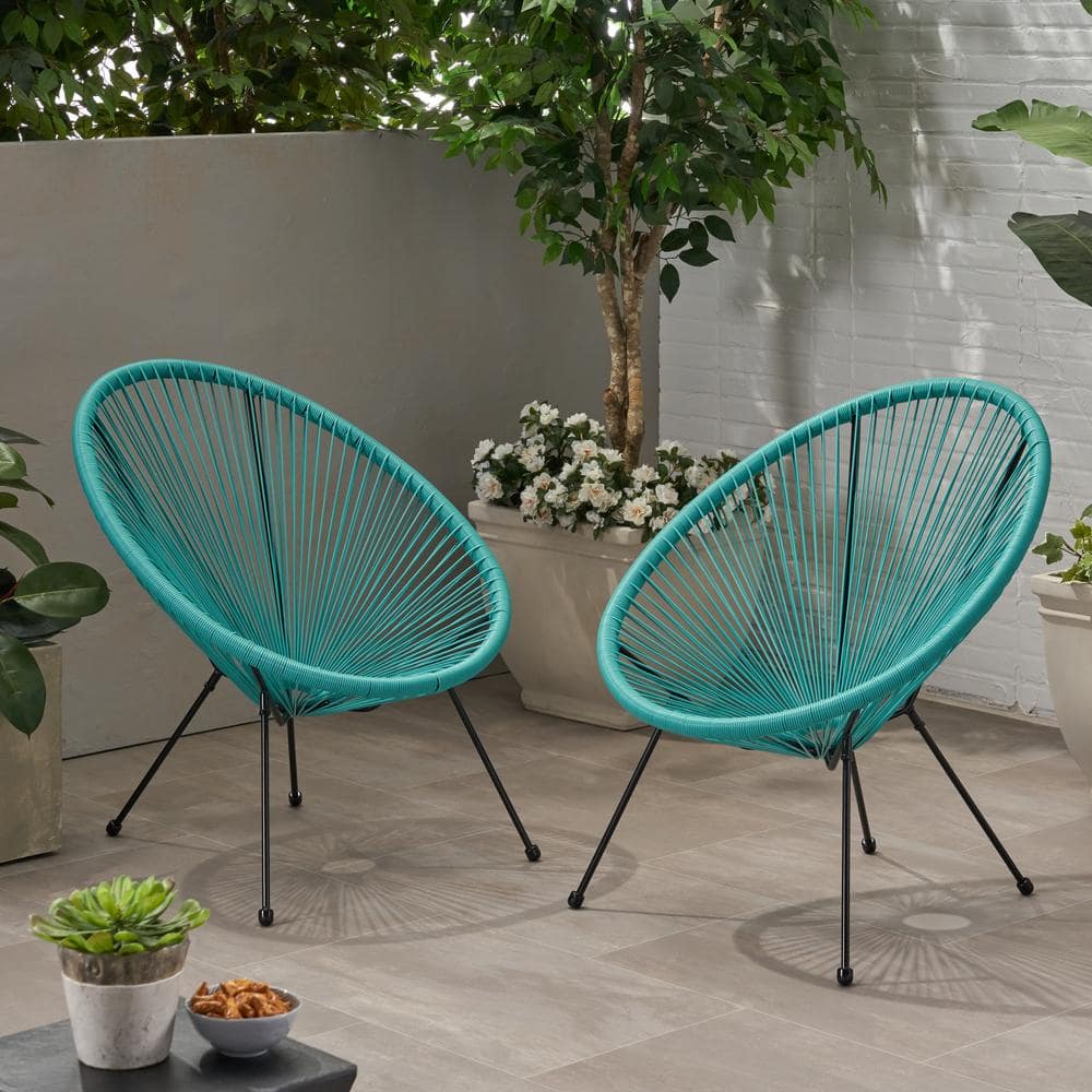 CHRISTOPHER KNIGHT HOME Ansor Black Metal and Teal PE Rattan Woven