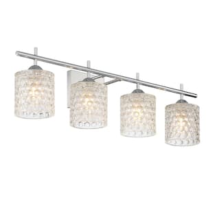 Limoges 29 in. Chrome 4-lights Modern Cut Crystal Reversible Shade Vanity Light