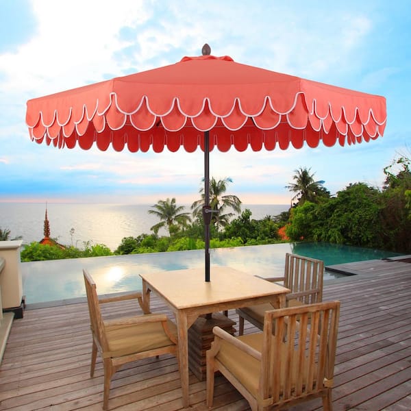JONATHAN Y Tracy 9 ft. Scalloped Fringe Market Patio